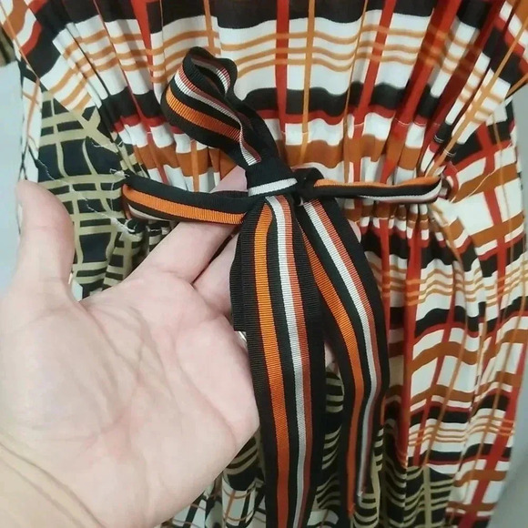 {Diana Gallesi} Italian Designer "Spicy Summer" Mixed Print Plaid Belted - Picture 7 of 14